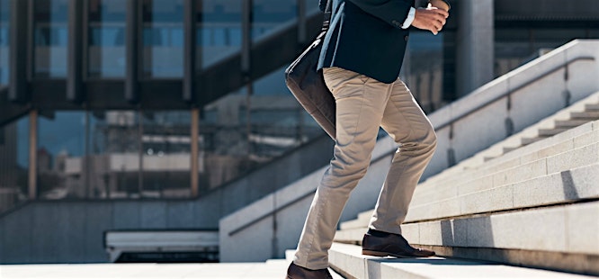 Man taking steps to his real estate closing