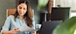 Title professional reviewing documents for closing