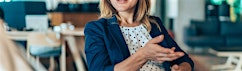 Woman talking about title insurance with clients